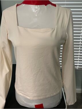 Express Cream Square Neck Long-Sleeve Top